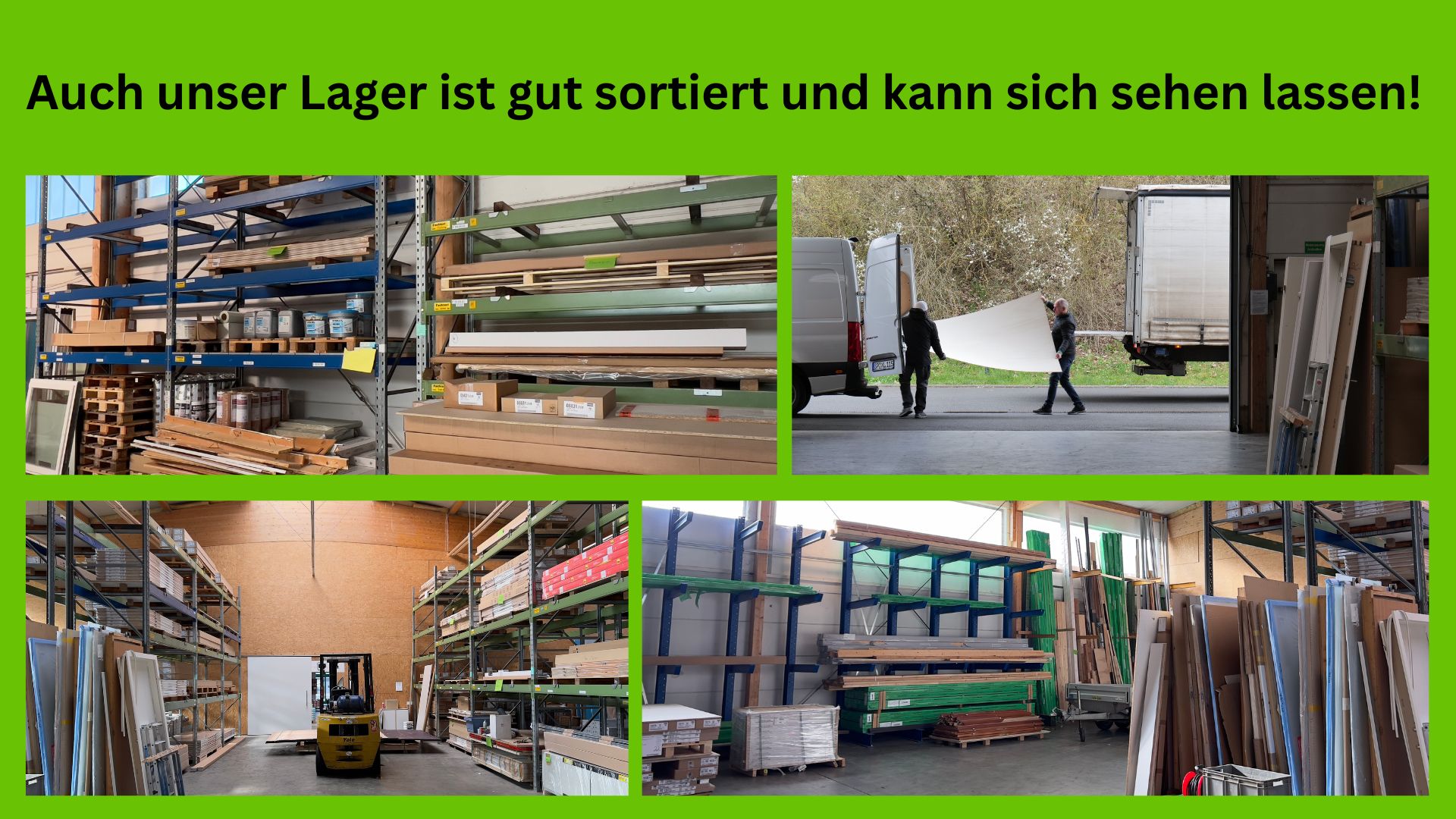 Das Lager beim Nagel Holzfachhandel ist sauber und gut sortiert Collage Lager Nagel Holzfachhandel